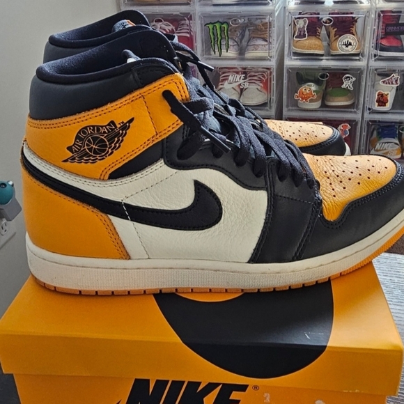 Nike  Jordan 1 Taxi Black and Orange Athletic High-Top Shoes main image 5